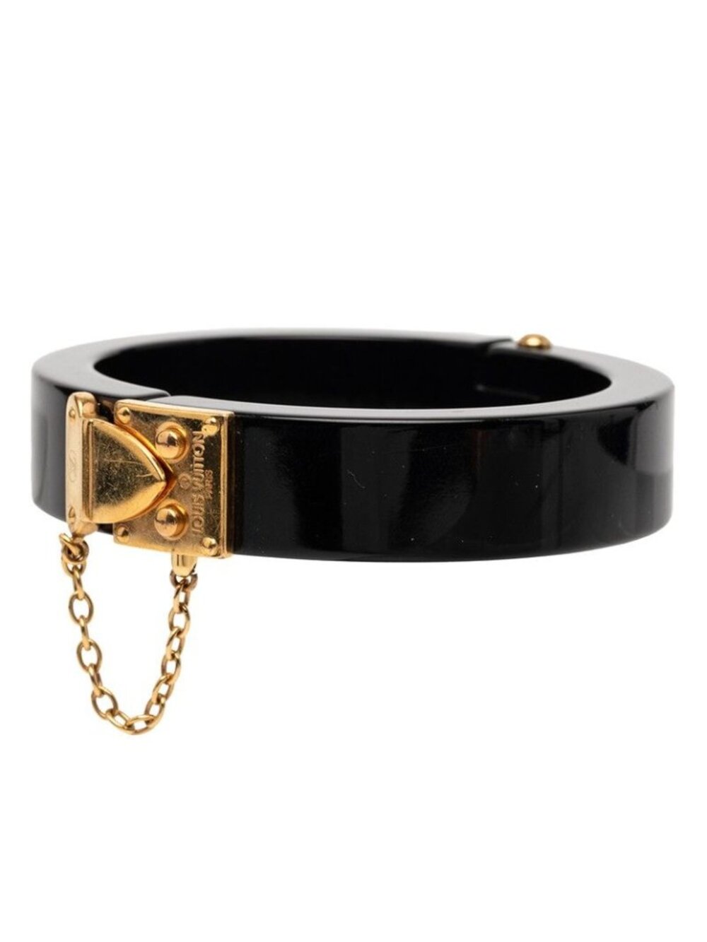 Louis Vuitton Lockme Bangle Bracelet Black Gold Plastic Plated - Picture 2 of 6